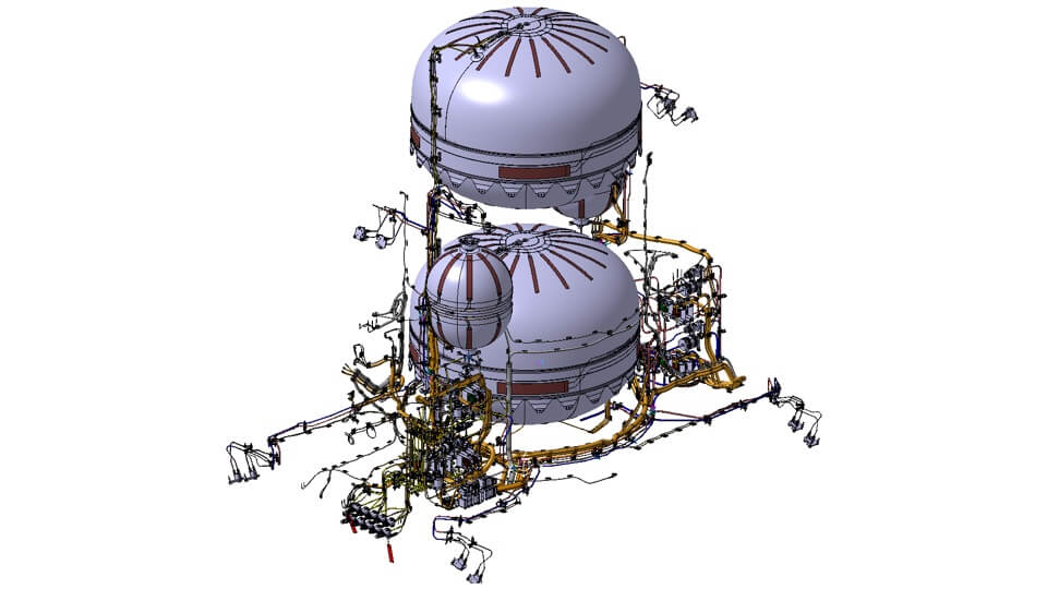 3D-Grafik des chemischen H2Sat-Antriebssystems der ArianeGroup